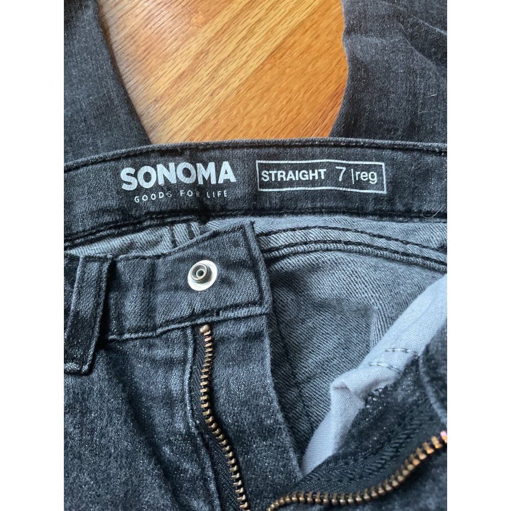 Sonoma Goods For Life Boys Black Denim Jeans Straight 7 Regular Adjustable Waist - Picture 5 of 6